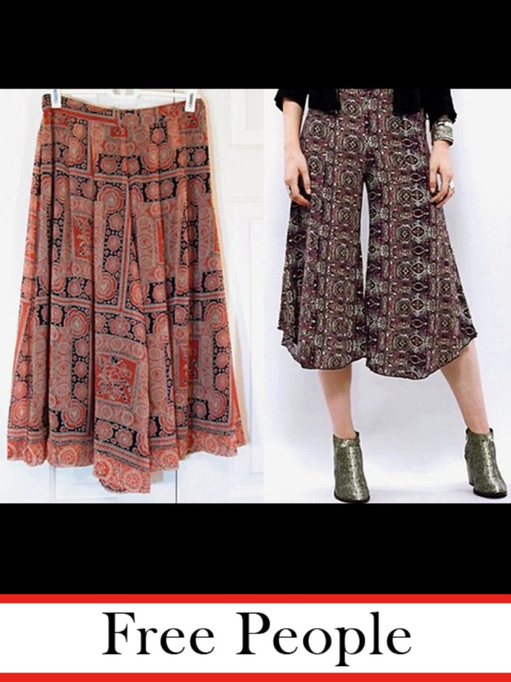 Free People | Block Printed Gaucho Style Pants
